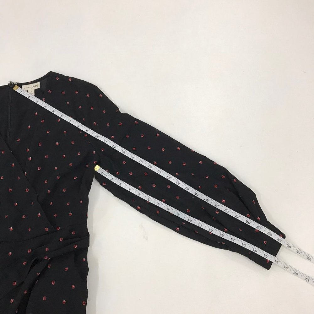 Maison Jules Women's 6 Jumpsuit Black Ladybug Surplice Neck Wide Leg Jumpsuit 6 - Picture 7 of 11